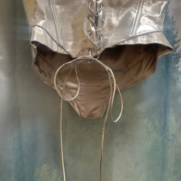 Naked Wardrobe Silver Lace & Leather Corset Top, size Medium - Picture 7 of 7